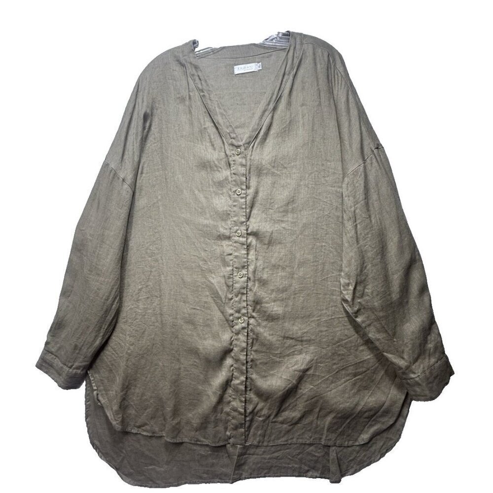 Kainani Swimwear Linen Button Down Shirt Top Tunic Beach Cover-up Size XL Brown
